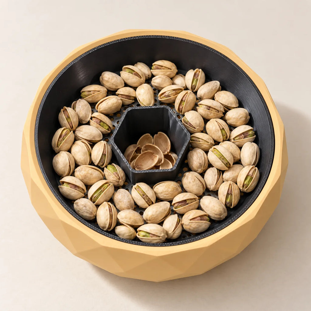 Faceted nut bowl with shell well