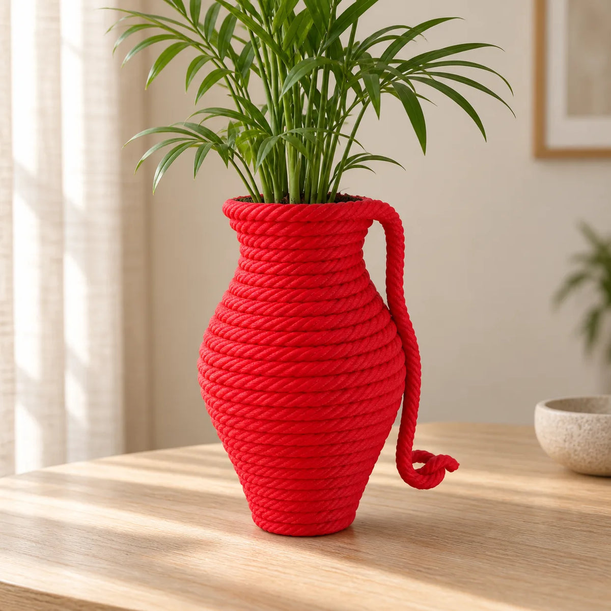 Coiled rope vase