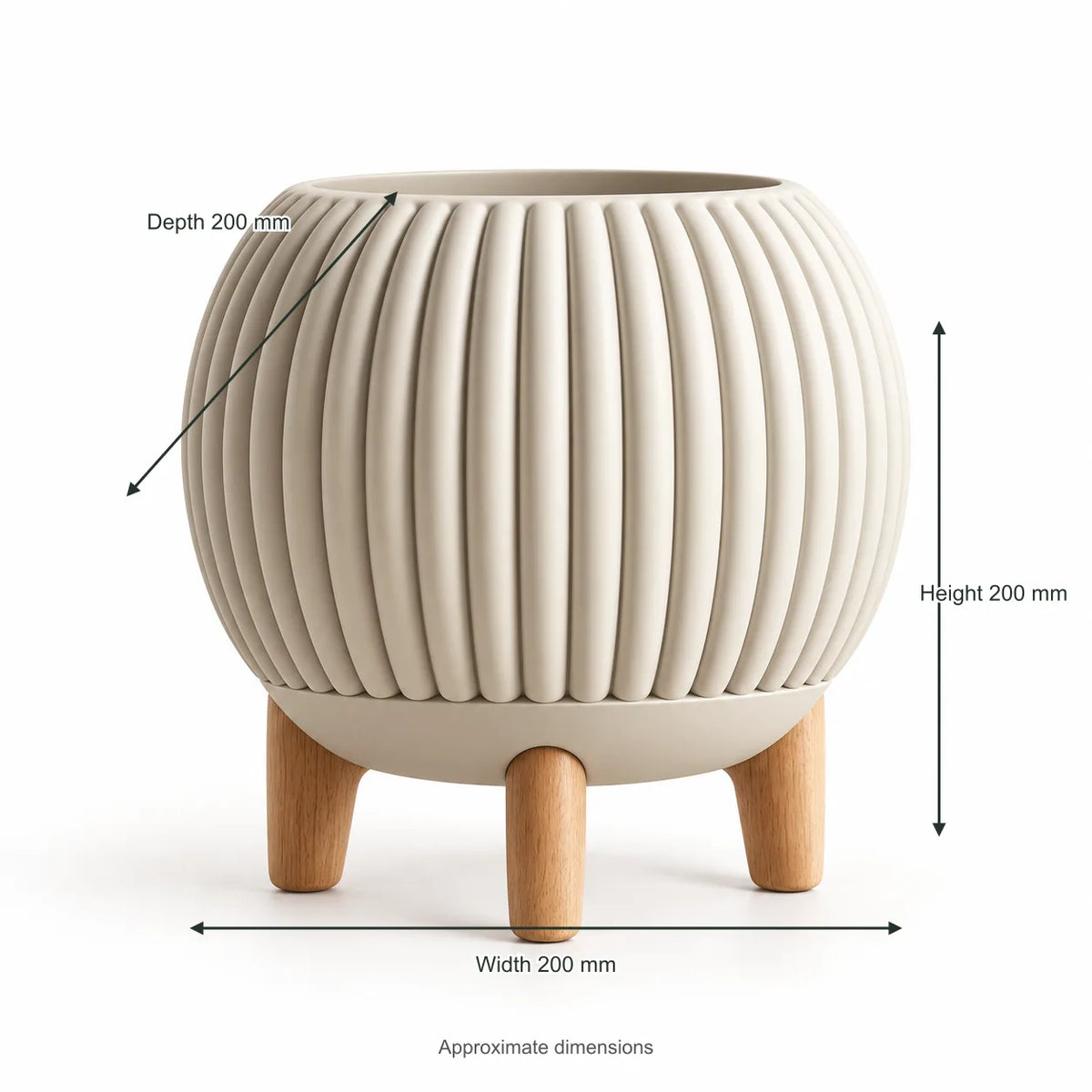 Ribbed round planter on legs
