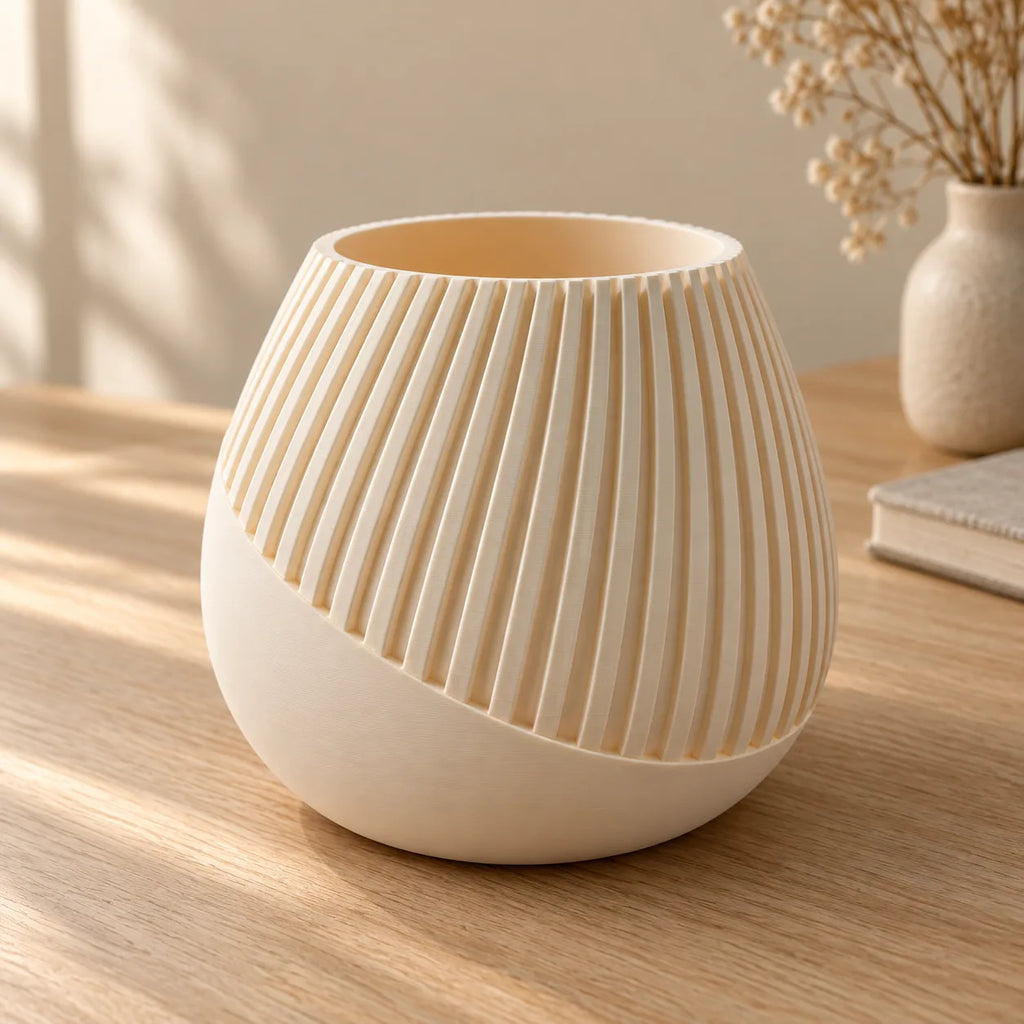 Rounded ribbed vase