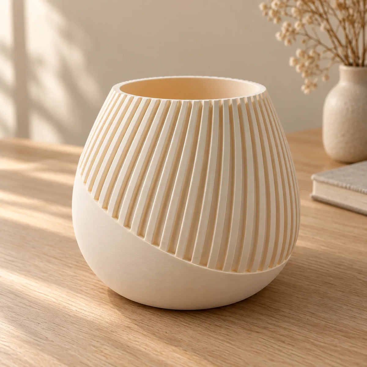 Rounded ribbed vase