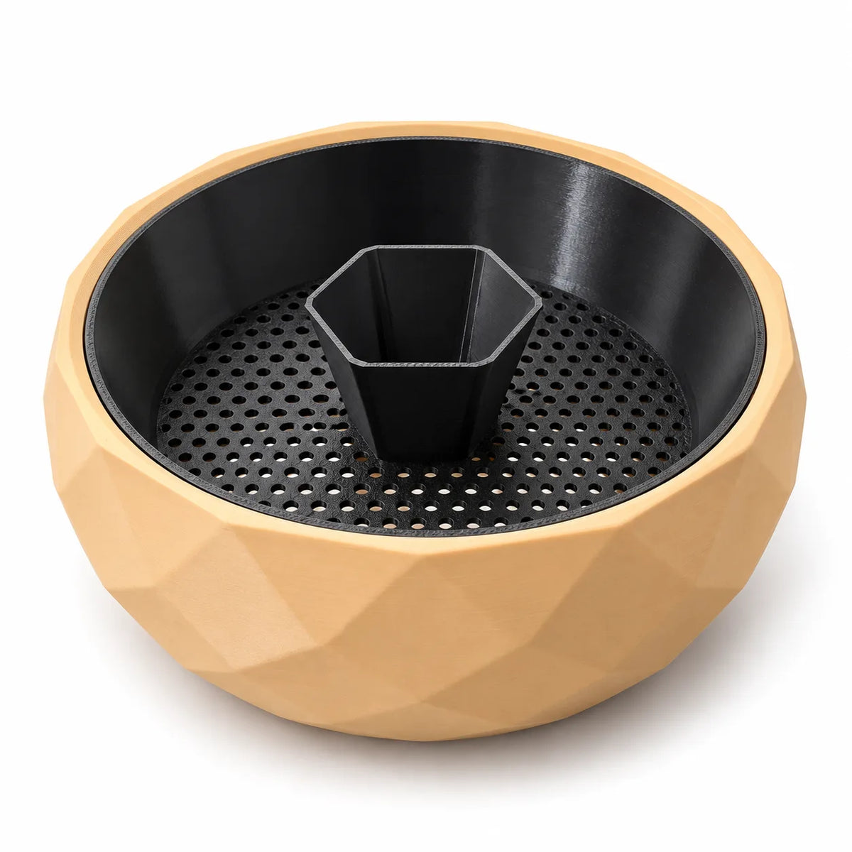 Faceted nut bowl with shell well