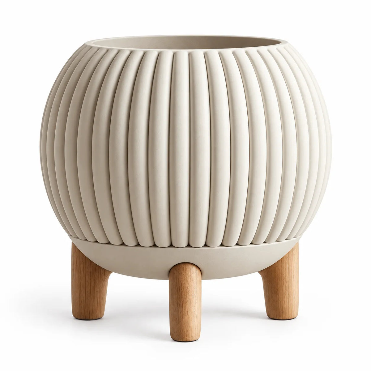 Ribbed round planter on legs