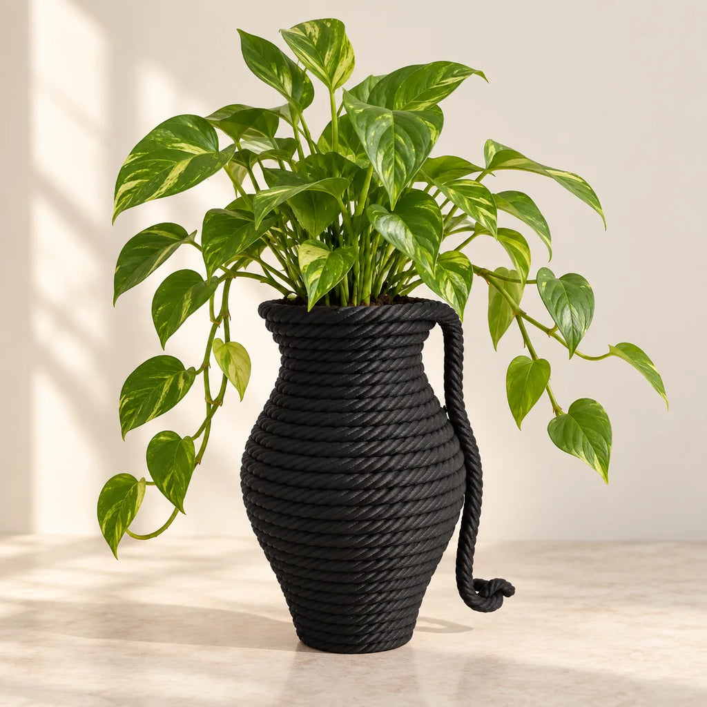 Coiled rope vase